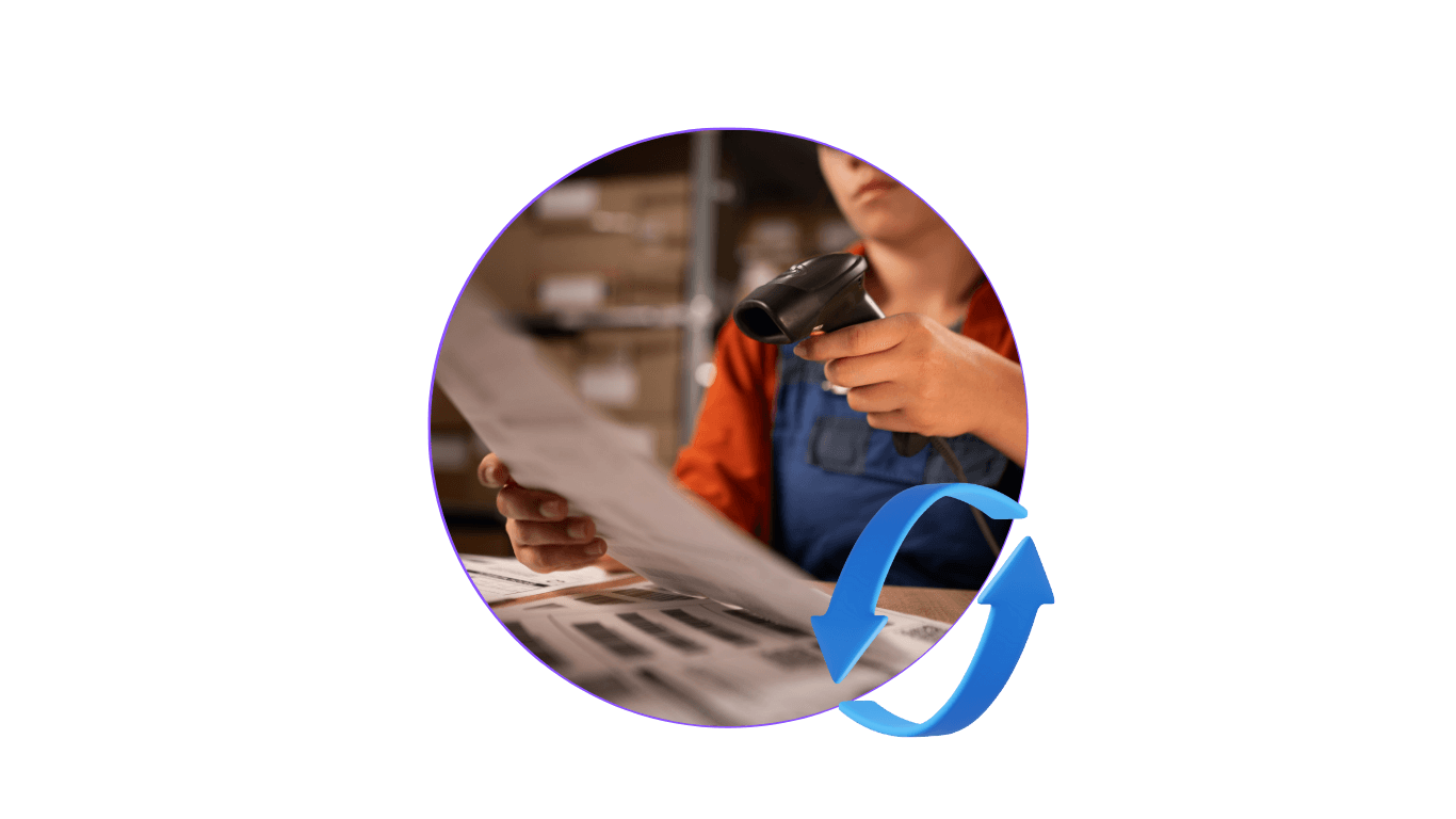 Modern warehouse with organized inventory and workers